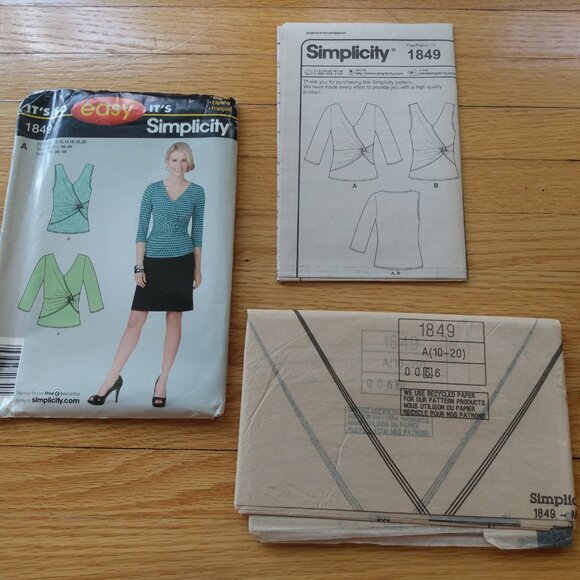 Shirt with Twist Waist Sewing Pattern Plus Size 10-20 UNCUT Simplicity 1849 - Picture 7 of 9